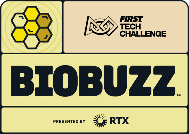 Official BIOBUZZ presented by RTX game logo with FIRST Tech Challenge lockup